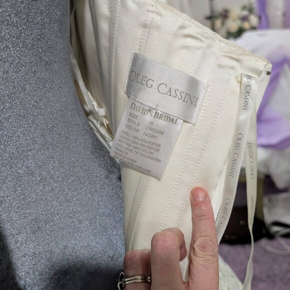 Oleg Cassini CWG344 Wedding Dress Size 10 Ivory - Picture 6 of 7